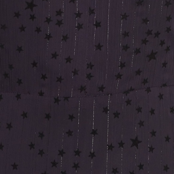 Avec Les Filles Flocked Star Ruffle Dress Navy/Blk - Picture 3 of 8